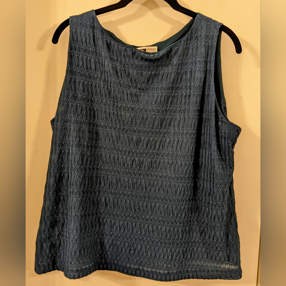 I.N. Studio-Large Blue Tank Top with Trendy Design